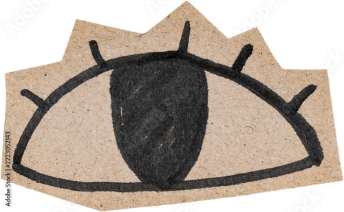 Hand drawn black eye doodle kraft paper scrapbook cutout collage art