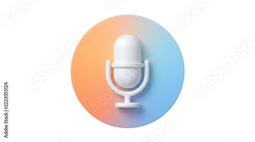 3d microphone icon on a colorful gradient circle button