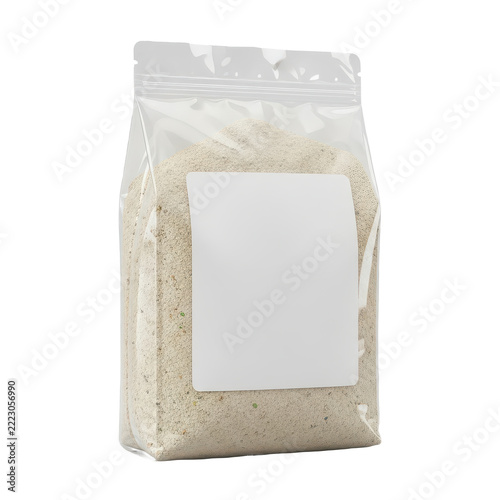 Ziplock bag of sand on transparent background