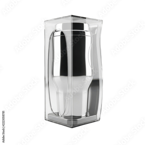 clear glass or plastic container on transparent background
