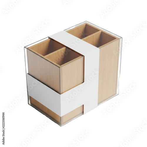 cardboard box with white tape on transparent background