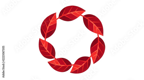 Red leaf wreath circular frame design
