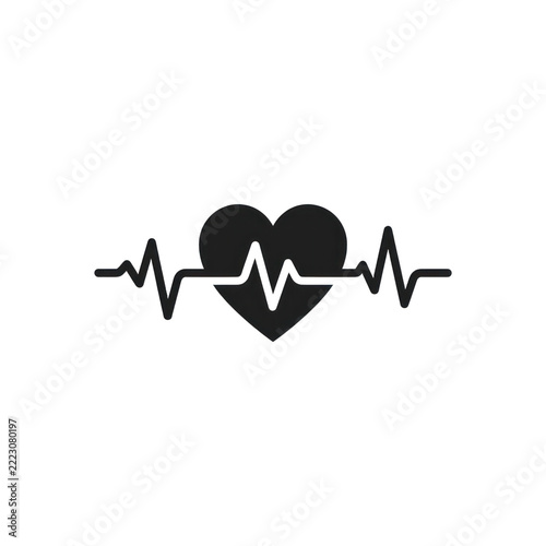 Stylized heart shape with medical EKG heartbeat pulse line.