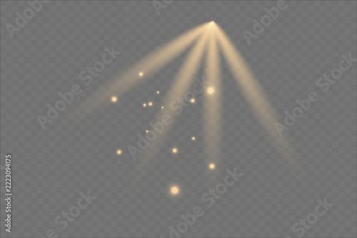 Bright golden spotlight shining 