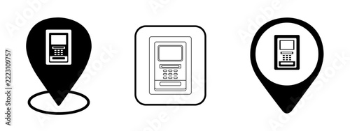 vector icon set of ATM locations