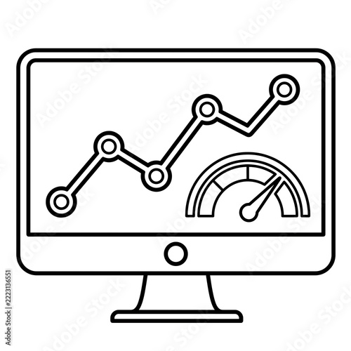 Digital Dashboard and Performance Analytics on Computer Monitor