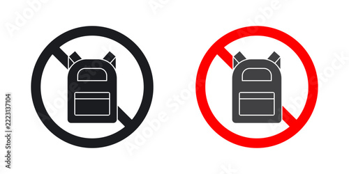 Obraz na plátně No backpacks allowed sign flat outline in black