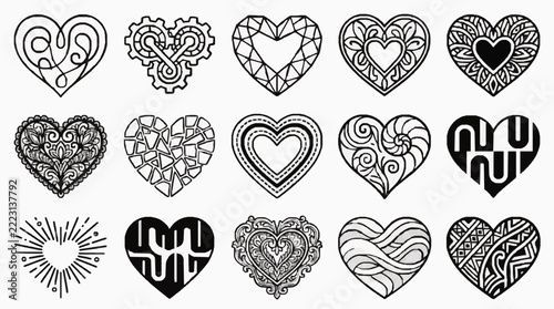 Creative Intricate Heart Shapes with Unique Patterns and Designs