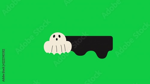 Minimalist ghost character icon animation on green background