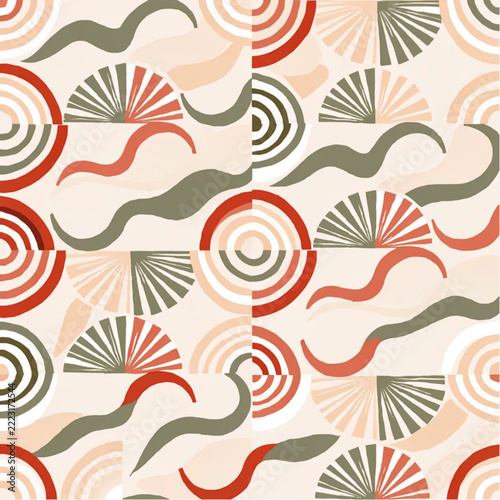 Minimalist Boho Arches and Radiant Sunburst Seamless Pattern Vector
