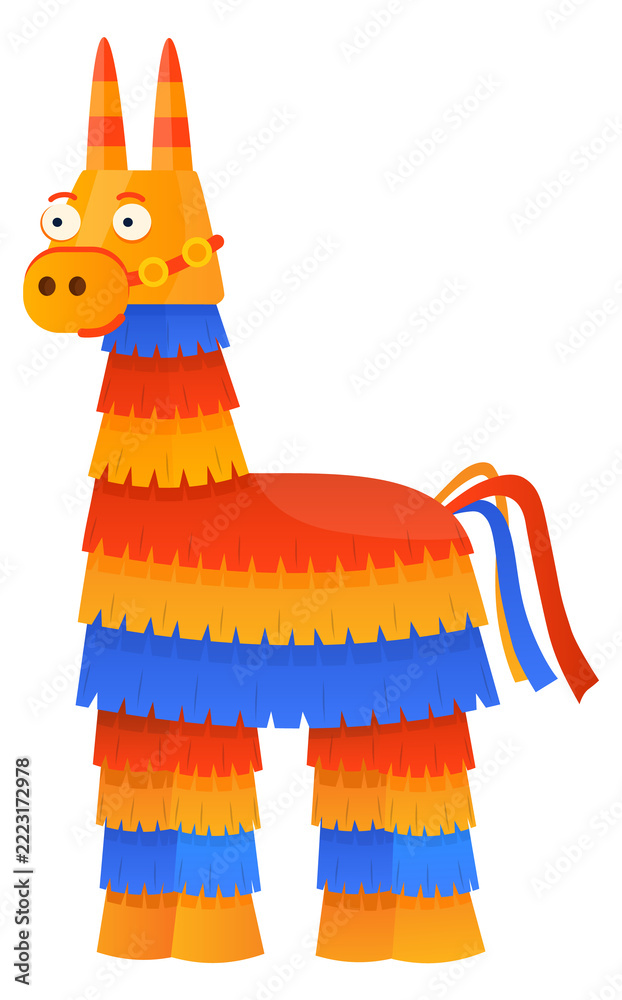 Naklejka premium Lama pinata in traditional mexican style. Handmade paper animal