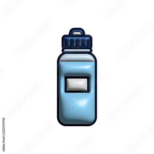 3D Glossy Blue Water Bottle Icon Isolated on Transparent Background
