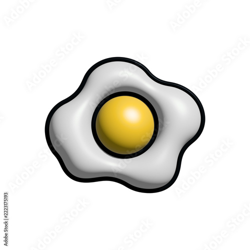 3D render of a fried egg icon on a transparent background