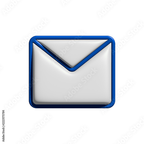 3D Glossy Mail Envelope Icon Isolated on Transparent Background