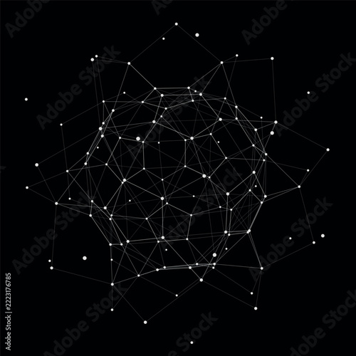 Futuristic shape in cyberspace. Network connection structure. Big data visualization. Vector illustration.	