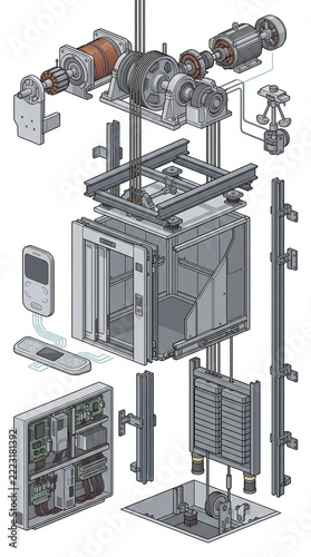 Detailed Exploded View of 3D Printer Components and Assembly Process.