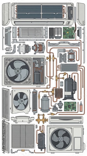 Disassembled Computer Components and Cooling Fans for Repair or Assembly.