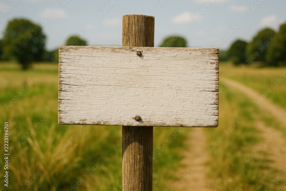 Fototapeta premium Blank wooden signpost in nature.