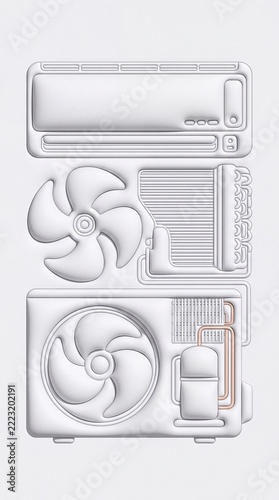 Collection of Air Conditioning Units and Ventilation Equipment.