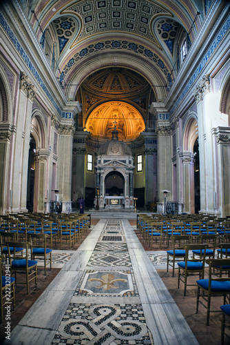 Interior View Of Central Nave Inside Basilica Dei Santi Bonifacio E Alessio In Rome