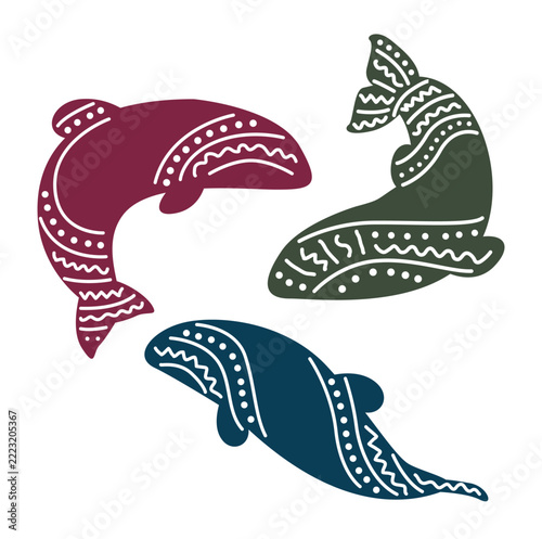 Maui Dolphin Hand Drawn Tribal Style