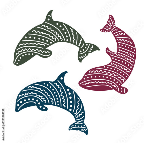 Orca Scandinavian Design Hand Drawn Tribal Style