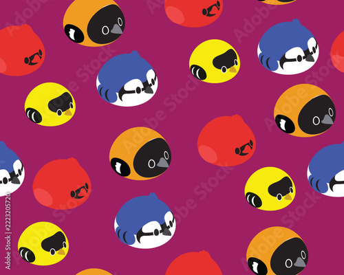 Bird Fat Jay Cardinal Oriole Finch Cute Cartoon Isometric Character Seamless Pattern Background Wallpaper
