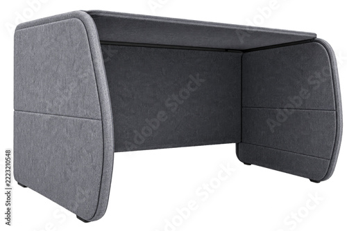 Gray Felt Desk Privacy Pod With Upholstered Acoustic Side Panels
