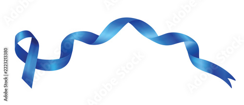 A stylized blue awareness ribbon forming a wide curved arc, featuring a smooth gradient from light cyan and sky blue to deep blue, with a clean white background. Prostate cancer awareness ribbon.