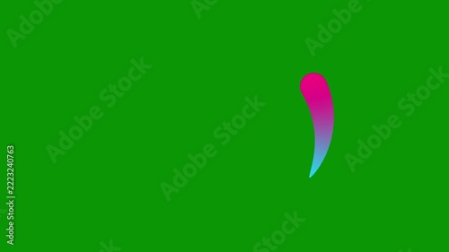  Animated colorful drop of liquid moving and spinning in a circle. Linear circle frame with copy space. Fluid effect. Looped video. Vector illustration isolated on green background. 