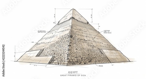 Architecture Drawing, Blueprint Drawing, Greek Architecture, Chinese Architecture, Gothic Architecture, Medieval Architecture, Detailed Illustration of Great Pyramid of Giza