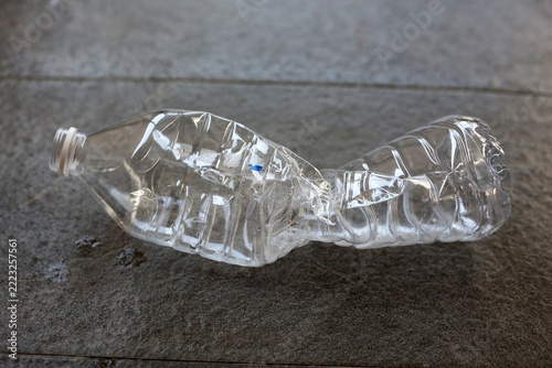 Crushed plastic bottles prepared for recycling
