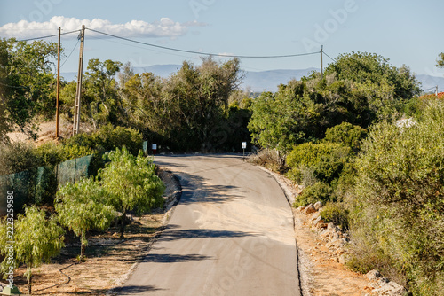 Empty Winding Asphalt Road in the Countryside