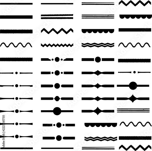 Decorative line borders and page dividers set vector line ornaments