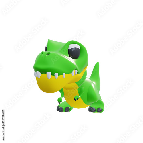 Dino on white background. 3d render illustration.