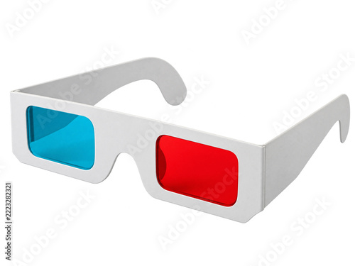 3D anaglyph glasses, isolated on transparent background