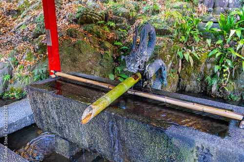 滋賀県の石山寺の美しい紅葉の写真