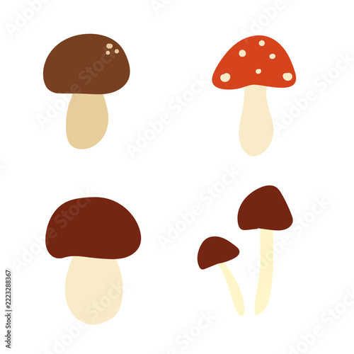 set of mushrooms cartoon