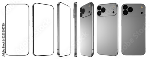 Modern Smartphone Blank Screen Collection Mockup - Front, Back, and Side Views