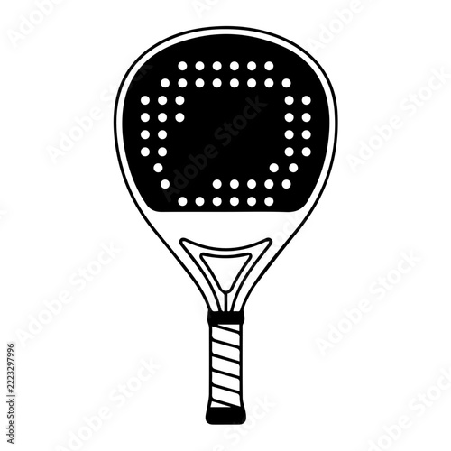 Black and white padel tennis racket vector illustration isolated on white background