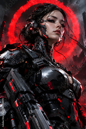 Futuristic Cyborg Portrait of a High Tech Super Soldier, Human and Machine Fusion, Advanced Robotic Armor, Artificial Intelligence, Cybernetic Enhancement