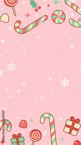 Vector christmas animation background 4K video vertical
