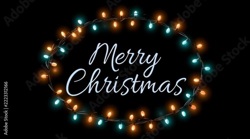christmas greeting with colorful sparkling fairy lights illustrated animation