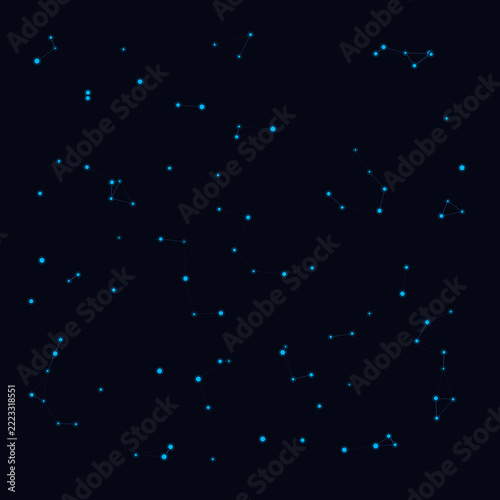 Abstract Digital Network Connections with Glowing Blue Nodes and Lines Vector