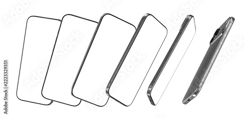 Modern Smartphone Blank Screen Collection Mockup - Front, Back, and Side Views