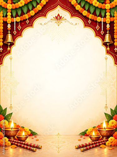Royal Blue Purple Navratri Background with Mandala and Golden Lanterns
