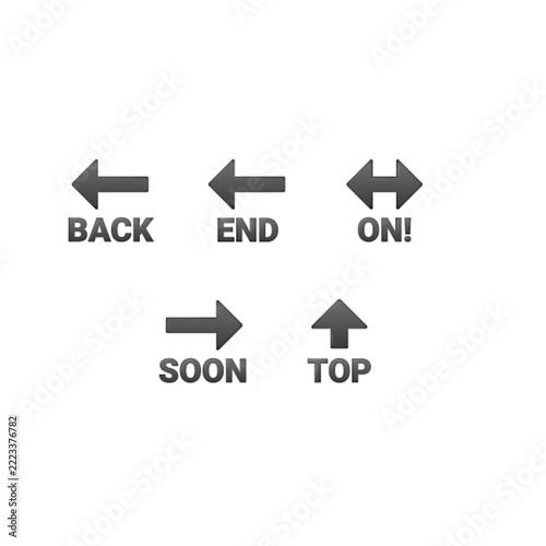 Minimalist gray arrow sign icon collection with text feedback vector set