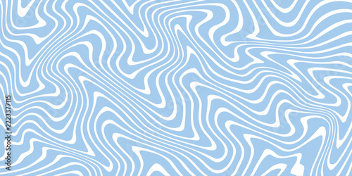 Abstract Blue and White Wavy Line Pattern - Seamless Vector Background Design.
