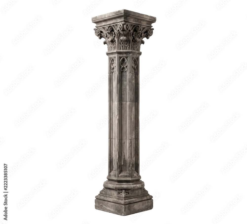 Naklejka premium Antique gothic stone column on transparent background