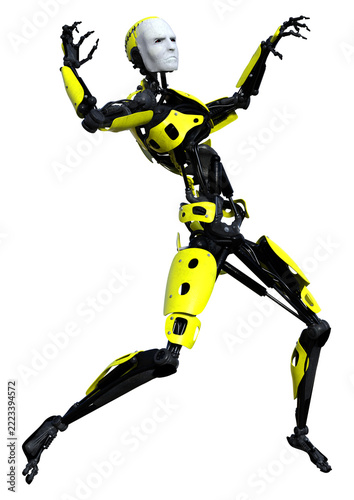3D Rendering Male Robot on White